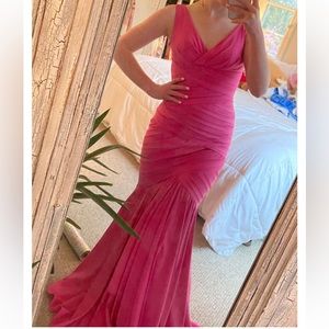 Hot pink long gown. Mermaid style. Size 0